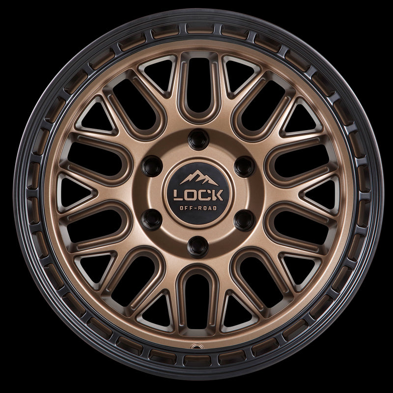 17x9 Lock Off-Road Onyx Matte Bronze W Matte Black Ring 6x139.7 ET-12 Wheel Rim