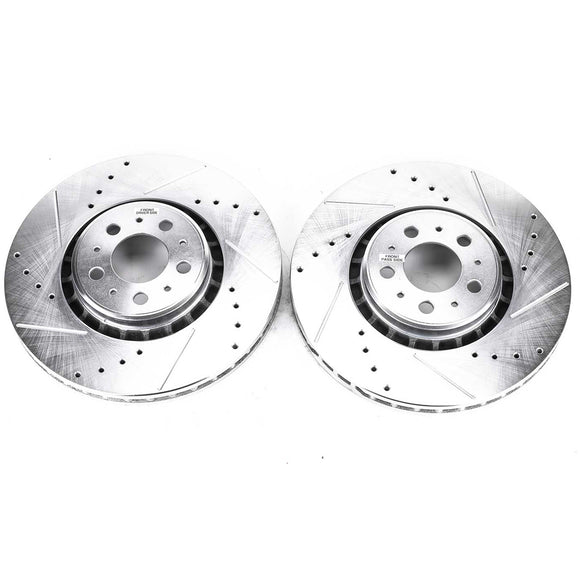 PowerStop Evolution Drilled Slotted Rotors Pair Front For Volvo XC90