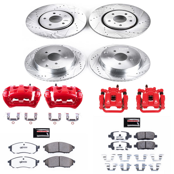 PowerStop Z26 Street Performance Ceramic Brake Pad, Drilled Slotted Rotor, and C