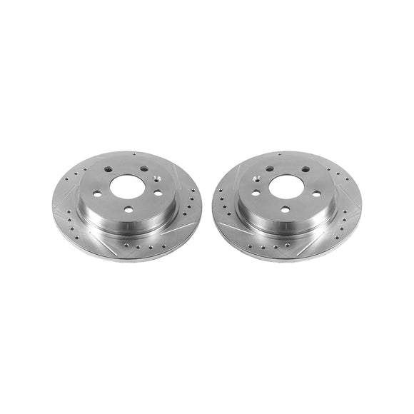 PowerStop Evolution Drilled Slotted Rotors Pair Rear For Saab 9-5
