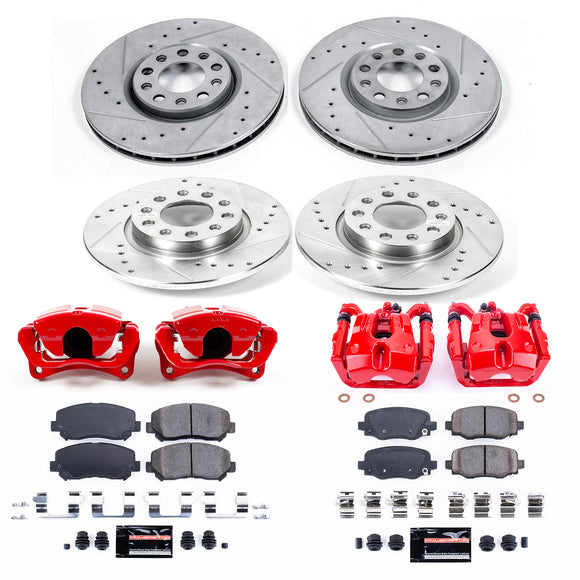 PowerStop Z23 Daily Driver Carbon-Fiber Ceramic Pads Drilled & Slotted Rotor & C