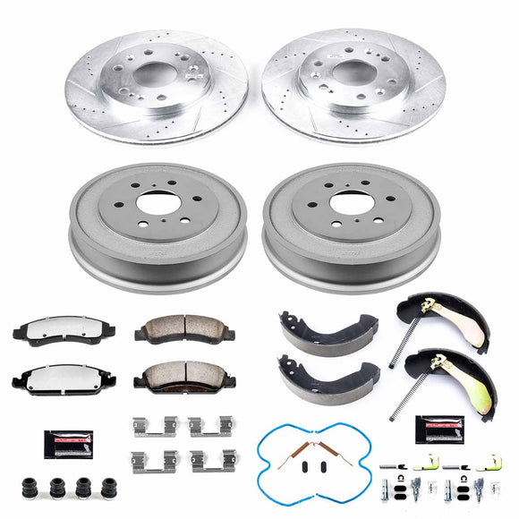 PowerStop Z36 Ceramic Brake Pads with Drilled Slotted Rotors and Drum Shoe Kit