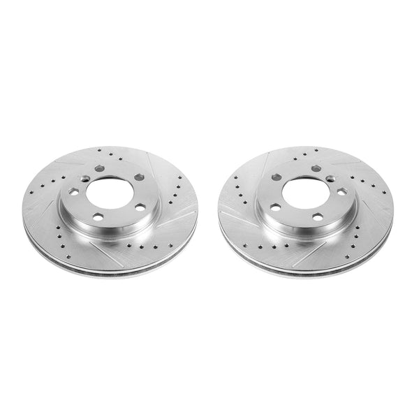 PowerStop Evolution Drilled Slotted Rotors Pair Front For Mini Cooper Countryman