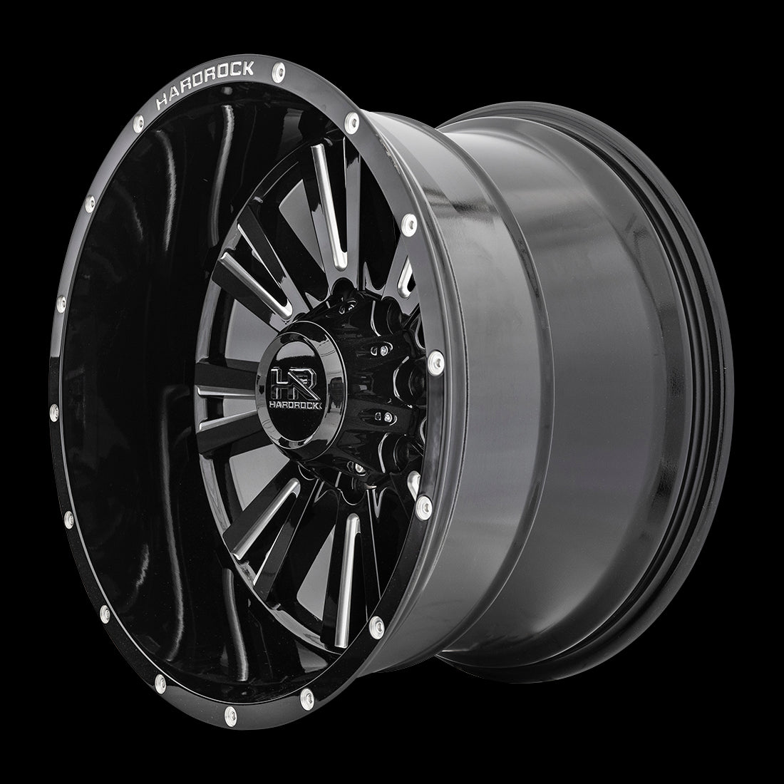 22x12 Hardrock Spine XPosed Gloss Black Milled 6x135 ET-44 wheel/rim