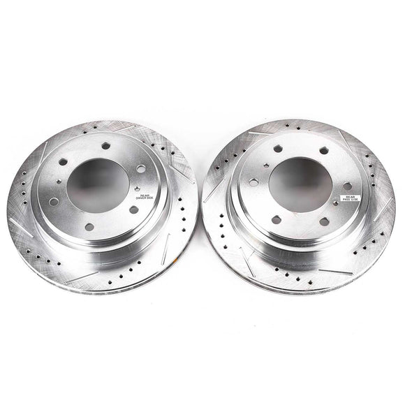PowerStop Evolution Drilled Slotted Rotors Pair Rear For Mitsubishi Montero