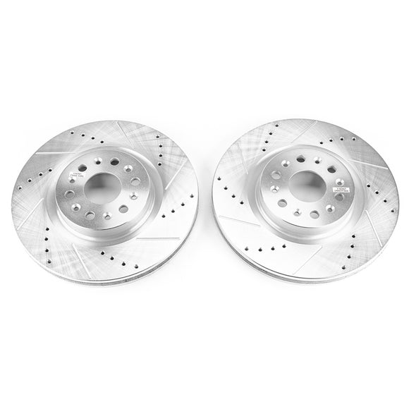 PowerStop Evolution Drilled Slotted Rotors Pair Front For Cadillac XT5