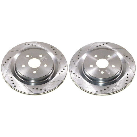 PowerStop Evolution Drilled Slotted Rotors Pair Rear For Toyota Highlander