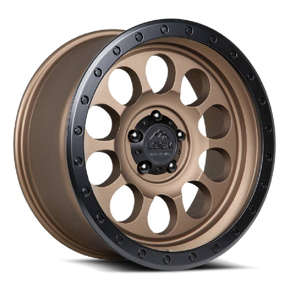 20x9 Lock Off-Road .50 CAL Matte Bronze Black Ring 5x127 5x5 ET0 Wheel Rim