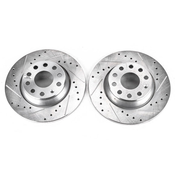 PowerStop Evolution Drilled Slotted Rotors Pair Rear For Audi A3