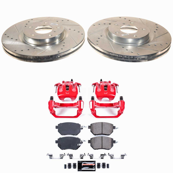 PowerStop Z23 Daily Driver Carbon-Fiber Ceramic Pads Drilled & Slotted Rotor & C