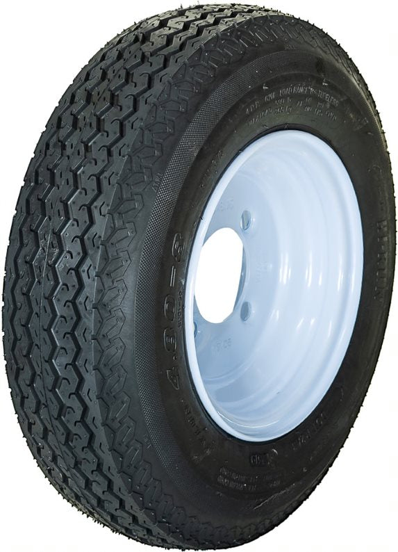 4.80-8 6 Ply Tire Mounted on 8x3.75 5-4.5 White Wheel