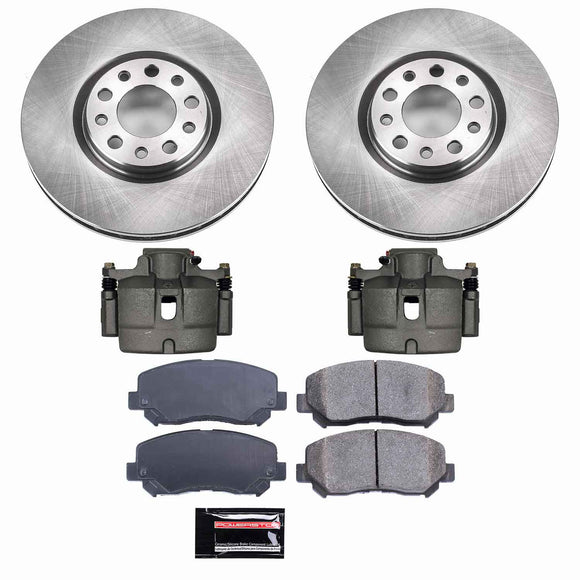 PowerStop OE Stock Replacement Low-Dust Ceramic Brake Pad, Rotor and Caliper Kit