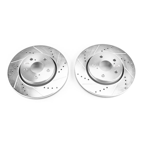 PowerStop Evolution Drilled Slotted Rotors Pair Front For Toyota C-HR