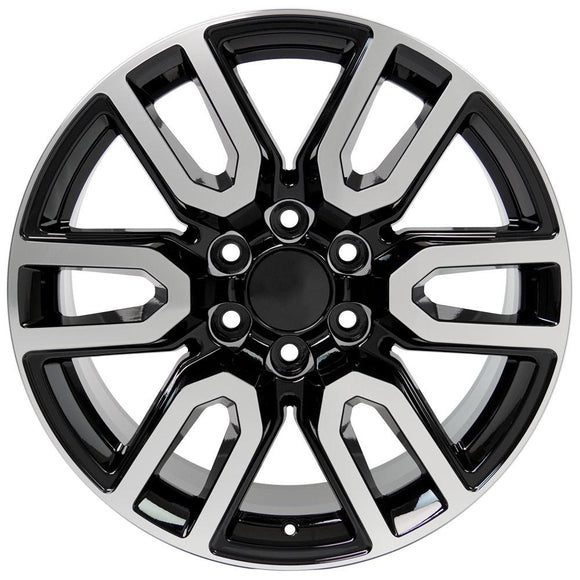 20" Replica Wheel CV36 Fits GMC Sierra Rim 20x9 Black Machined Wheel