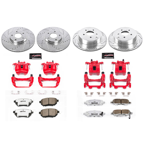PowerStop Z26 Street Performance Ceramic Brake Pad, Drilled Slotted Rotor, and C