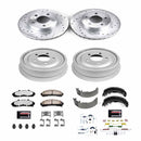 PowerStop Z36 Ceramic Brake Pads with Drilled Slotted Rotors and Drum Shoe Kit