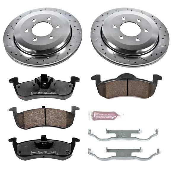 PowerStop Z36 Carbon-Fiber Ceramic Brake Pad with Drilled and Slotted Rotor Kit