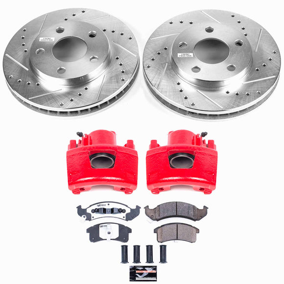 PowerStop Z26 Street Performance Ceramic Brake Pad, Drilled Slotted Rotor, and C