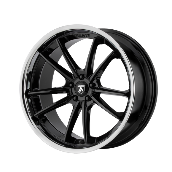 22X10.5 Asanti Black Delta Gloss Black Chrome Lip Wheel/Rim 5x112 ET35