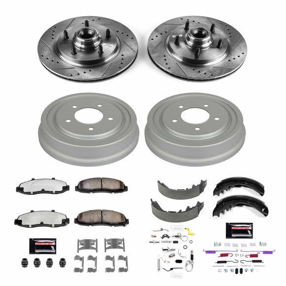PowerStop Z36 Ceramic Brake Pads with Drilled Slotted Rotors and Drum Shoe Kit