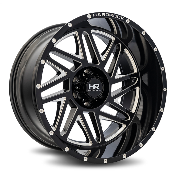 24x14 Hardrock Bones XPosed Gloss Black Milled 6x135 ET-76 wheel/rim