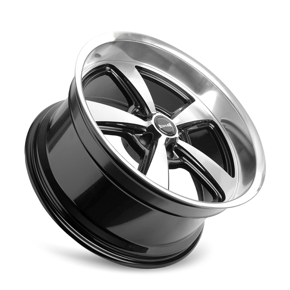 18x9.5 Ridler 652 Gloss Black Diamond Cut Face Lip 5x120.65 ET0 Wheel
