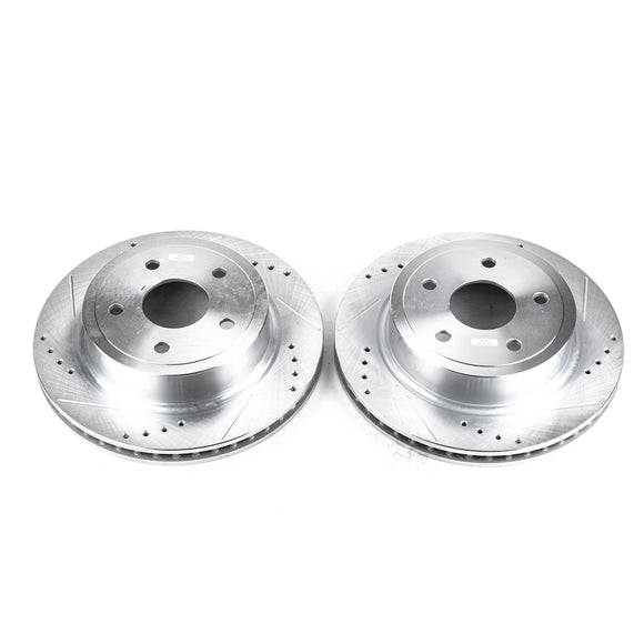 PowerStop Evolution Drilled Slotted Rotors Pair Rear For Dodge Ram 1500