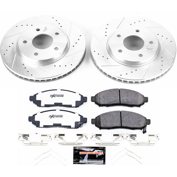 PowerStop Z36 Carbon-Fiber Ceramic Brake Pad with Drilled and Slotted Rotor Kit