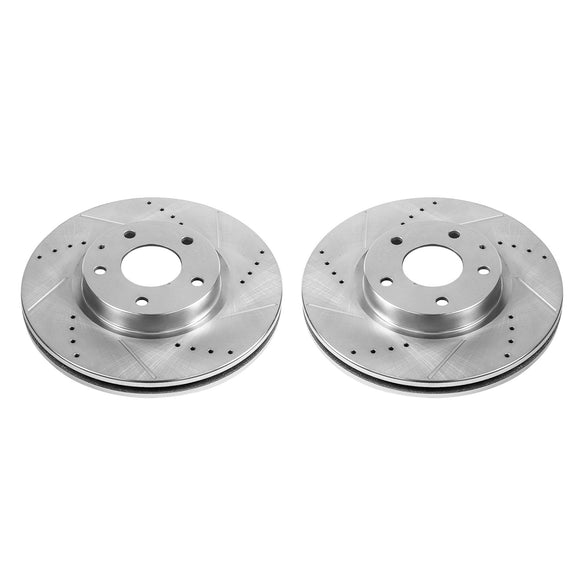 PowerStop Evolution Drilled Slotted Rotors Pair Front For Mazda CX-5