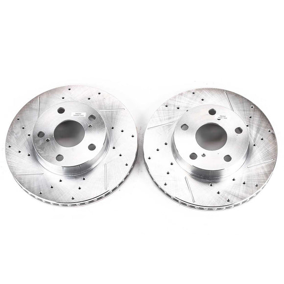 PowerStop Evolution Drilled Slotted Rotors Pair Front For Toyota Tacoma