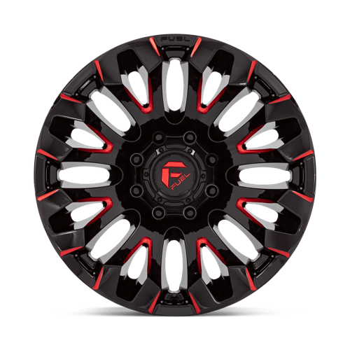 20x10 Fuel Off-Road D829 Quake Gloss Black Milled Red Tint 8x180 ET-18 Wheel