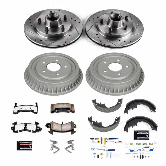 PowerStop Z36 Ceramic Brake Pads with Drilled Slotted Rotors and Drum Shoe Kit