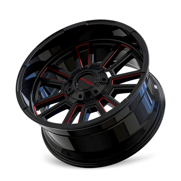 20x9 Mayhem Apollo Gloss Black Milled Prism Red 8x170 ET18 CB125.2 Wheel Rim