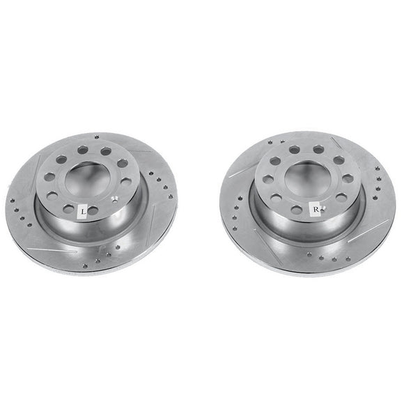 PowerStop Evolution Drilled Slotted Rotors Pair Rear For Audi A3