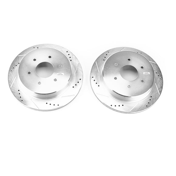 PowerStop Evolution Drilled Slotted Rotors Pair Rear For Nissan TITAN