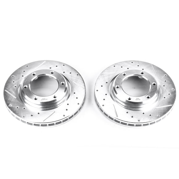PowerStop Evolution Drilled Slotted Rotors Pair Front For Toyota LCruiser