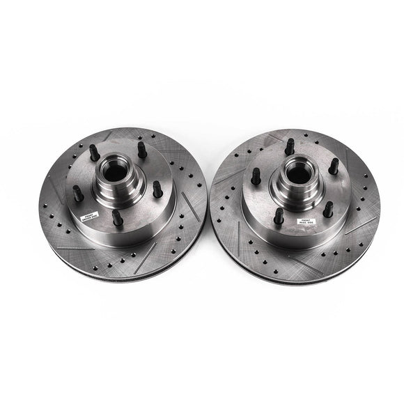 PowerStop Evolution Drilled Slotted Rotors Pair Front For Ford E-150 Econoline