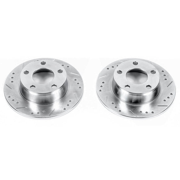 PowerStop Evolution Drilled Slotted Rotors Pair Rear For Audi A6 Quattro