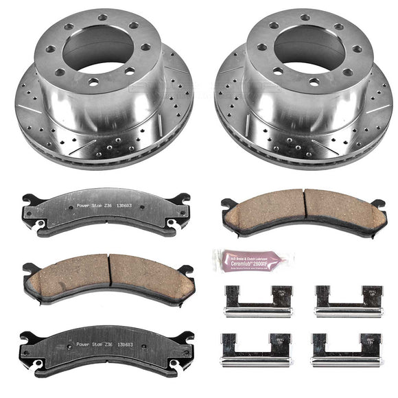 PowerStop Z36 Carbon-Fiber Ceramic Brake Pad with Drilled and Slotted Rotor Kit