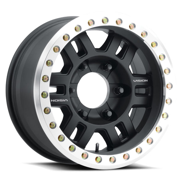 17x8.5 Vision 398 Manx Beadlock Gloss Black Wheel 5x139.7 ET-15 CB110