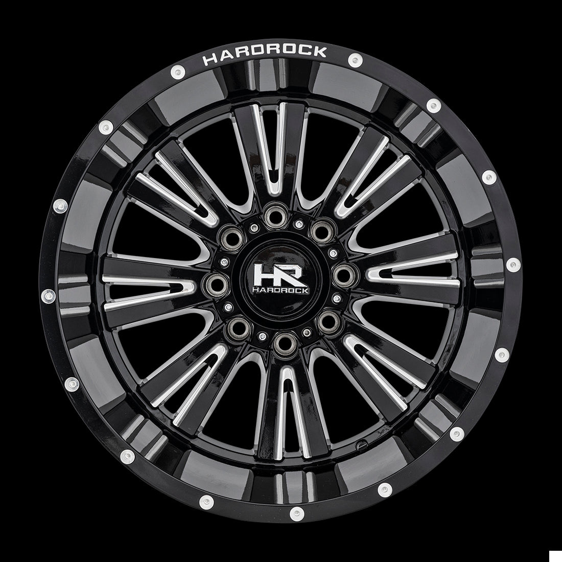 22x12 Hardrock Spine XPosed Gloss Black Milled 5x127 ET-44 wheel/rim