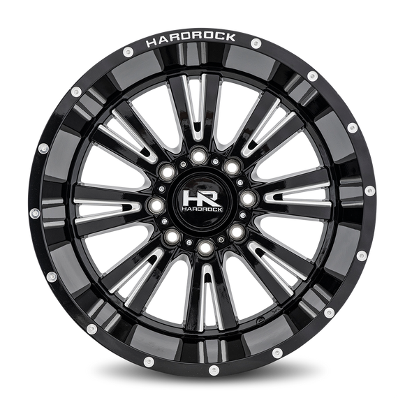 22x12 Hardrock Spine XPosed Gloss Black Milled 5x127 ET-44 wheel/rim
