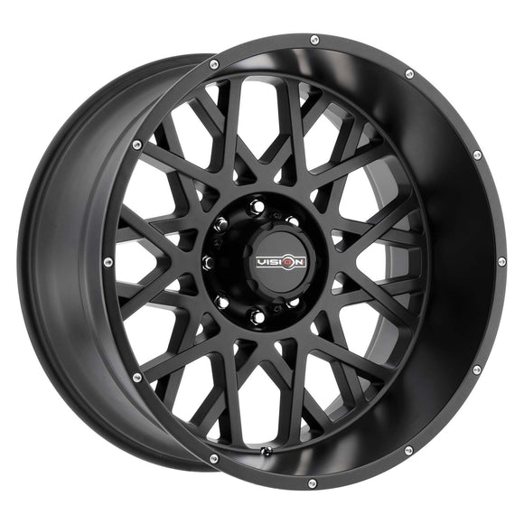 22x10 Vision 412 Rocker Satin Black Wheel 8x165.1 ET-19 CB125.2