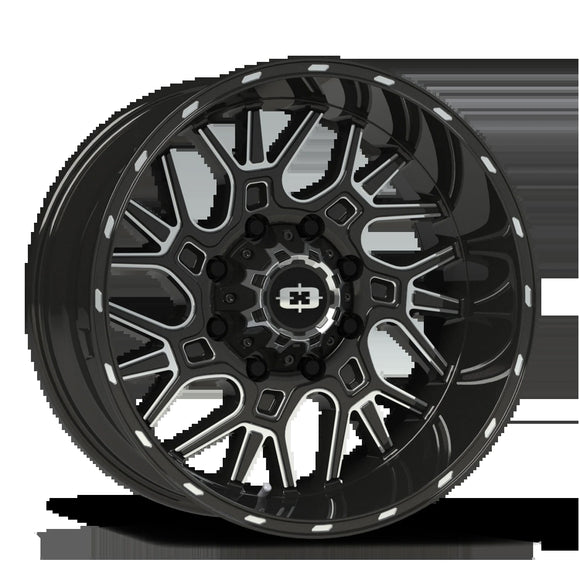 22x14 Vision 404 Brawl Gloss Black Milled Spoke Wheel 8x165.1 ET-76 CB125.2