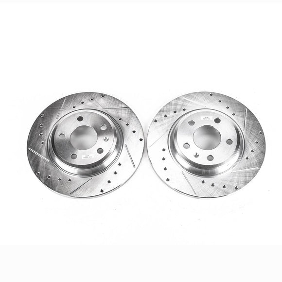 PowerStop Evolution Drilled Slotted Rotors Pair Rear For Audi A5