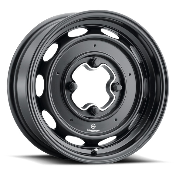 15x4.5 Mobelwagen 430B Interceptor Satin Black 4x130 ET25 CB85.85 Wheel