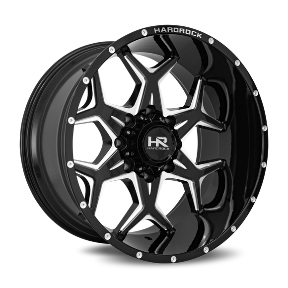 22x12 Hardrock Reckless Xposed Gloss Black Milled 6x135 ET-51 wheel/rim