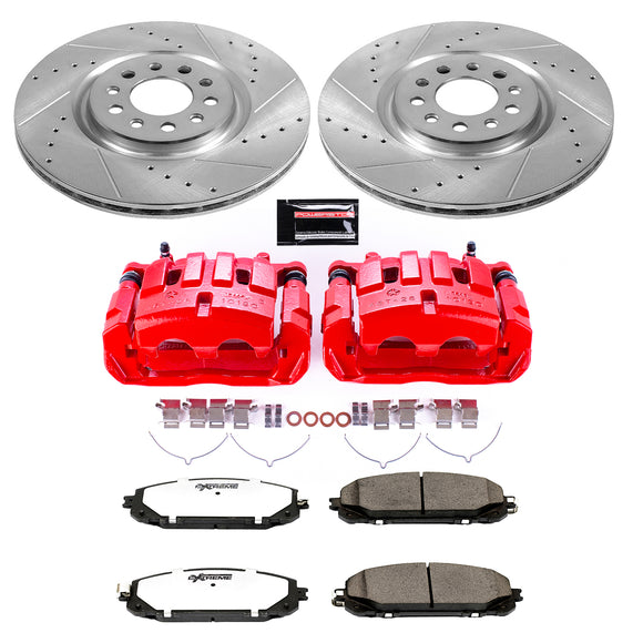 PowerStop Z36 Truck and SUV Ceramic Brake Pad, Drilled & Slotted Rotor, and Cali