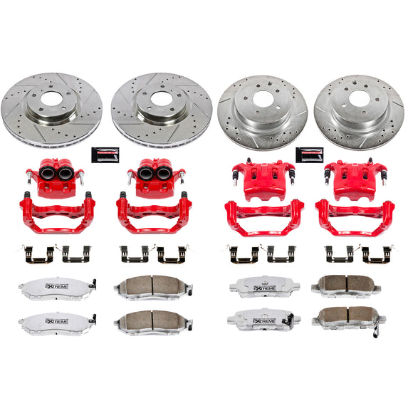 PowerStop Z26 Street Performance Ceramic Brake Pad, Drilled Slotted Rotor, and C