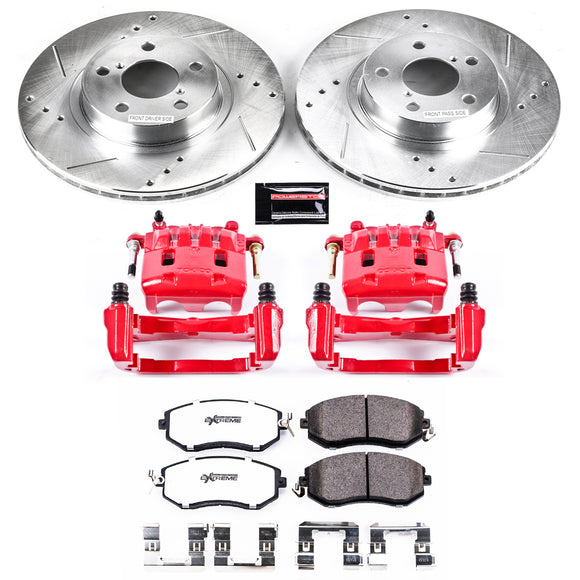 PowerStop Z26 Street Performance Ceramic Brake Pad, Drilled Slotted Rotor, and C